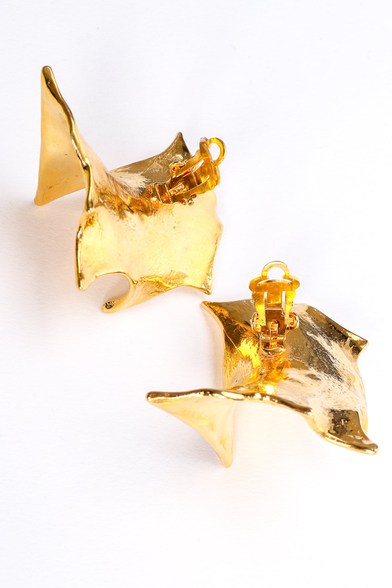 Vintage Schiaparelli-Inspired Sculpted Abstract Leaf Earrings at Recess Los Angeles