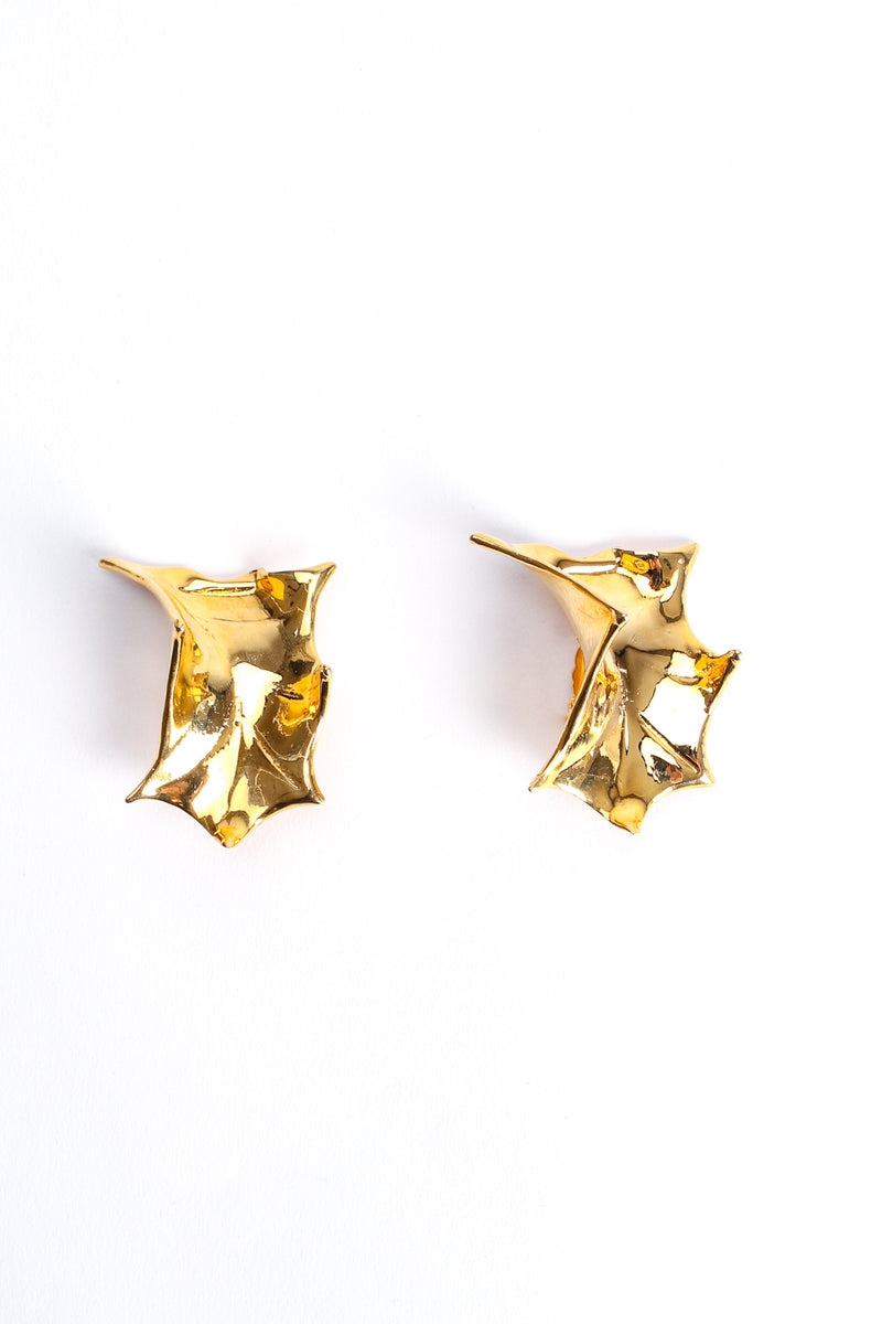 Vintage Schiaparelli-Inspired Sculpted Abstract Leaf Earrings at Recess Los Angeles