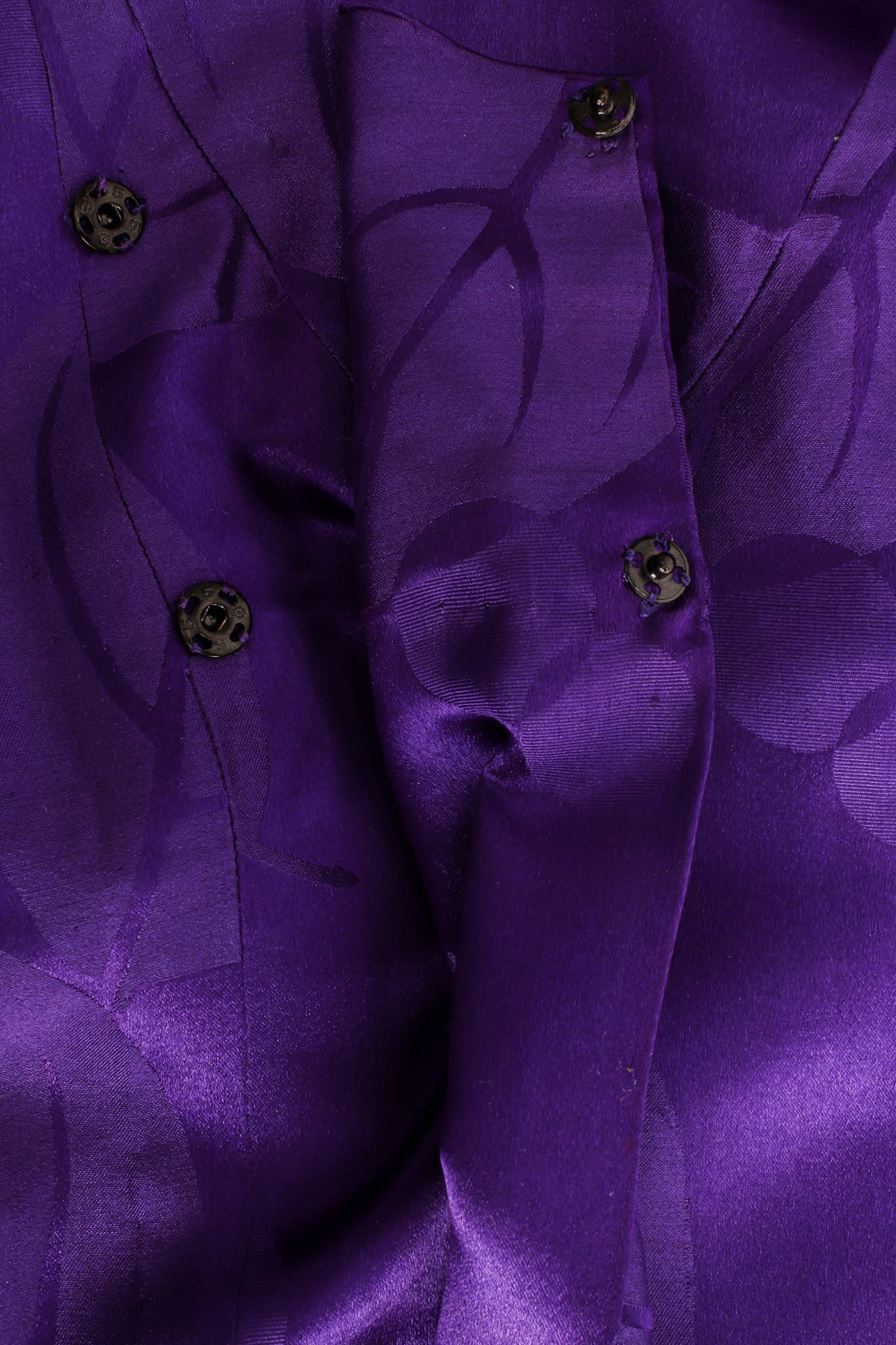 Vintage Majestic Purple Leaf Print Silk Kimono snap buttons @ Recess Los Angeles