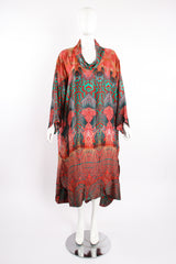 Vintage Bespoke Geometric Print Silk Caftan on Mannequin front at Recess Los Angeles