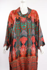 Vintage Bespoke Geometric Print Silk Caftan on Mannequin crop at Recess Los Angeles