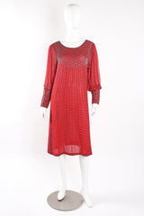 Vintage Beaded Crimson Shift Dress front on mannequin at Recess LA