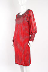 Vintage Unsigned Sistermax Beaded Crimson Shift Dress on mannequin at Recess LA