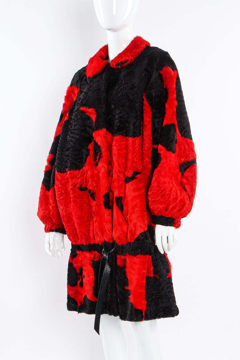 Vintage Splash Art Print Lamb Fur Coat mannequin angle close @ Recess LA