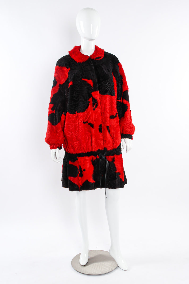 Vintage Splash Art Print Lamb Fur Coat mannequin front @ Recess LA