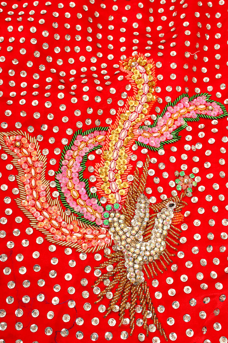 Vintage Embellished Chinese Phoenix & Dragon Skirt phoenix detail at Recess Los Angeles