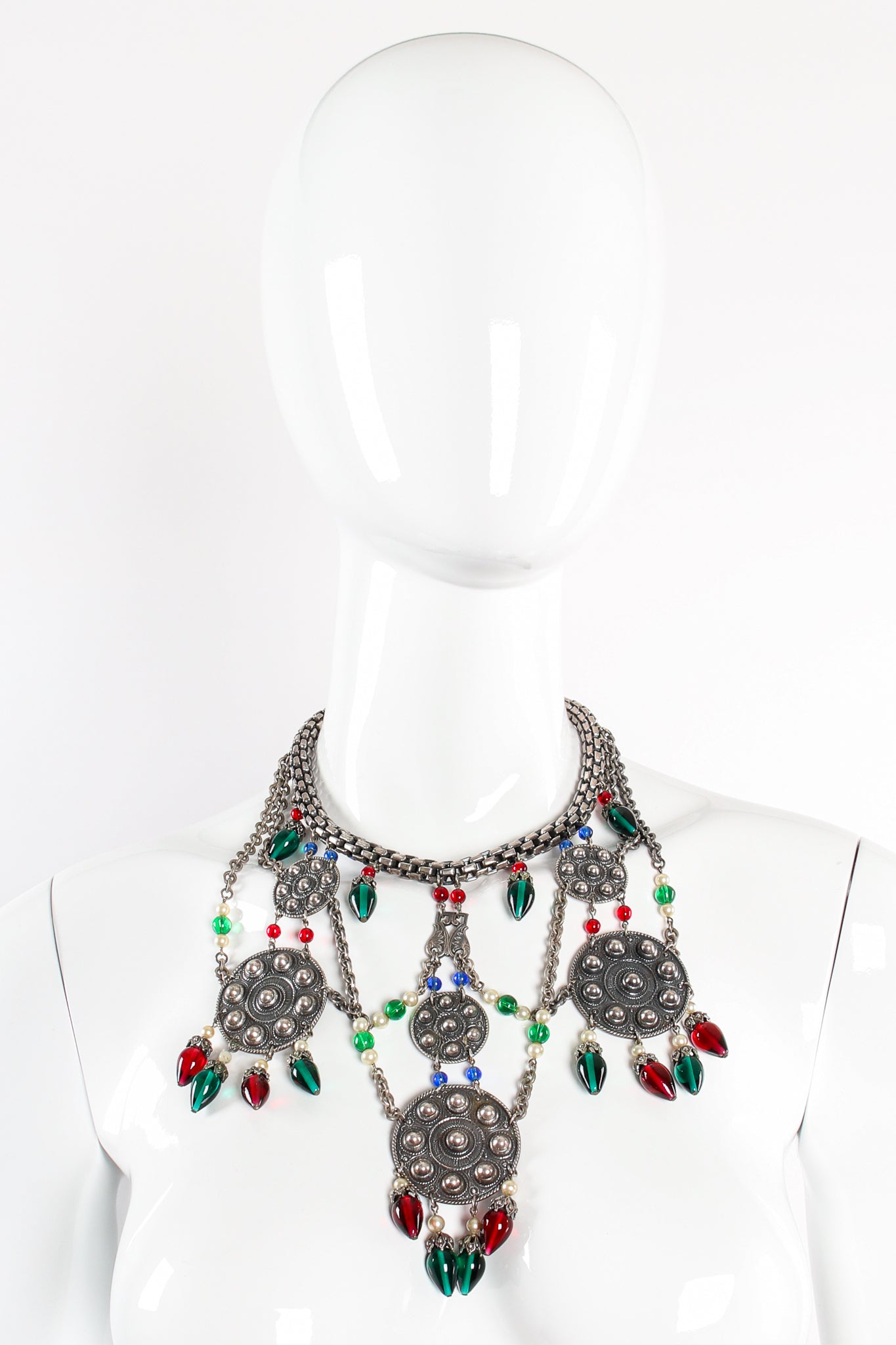 Vintage Glass Bulb Targe Bib Necklace on Mannequin at Recess Los Angeles