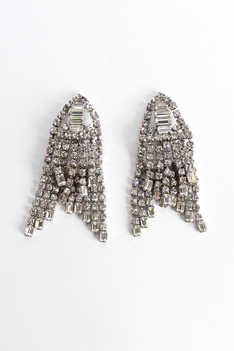 Vintage Triangle Rhinestone Waterfall Earrings front flat @ Recess LA