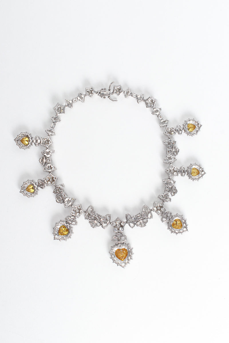 Vintage Love Flower Sterling Crystal Choker Necklace back side @ Recess LA