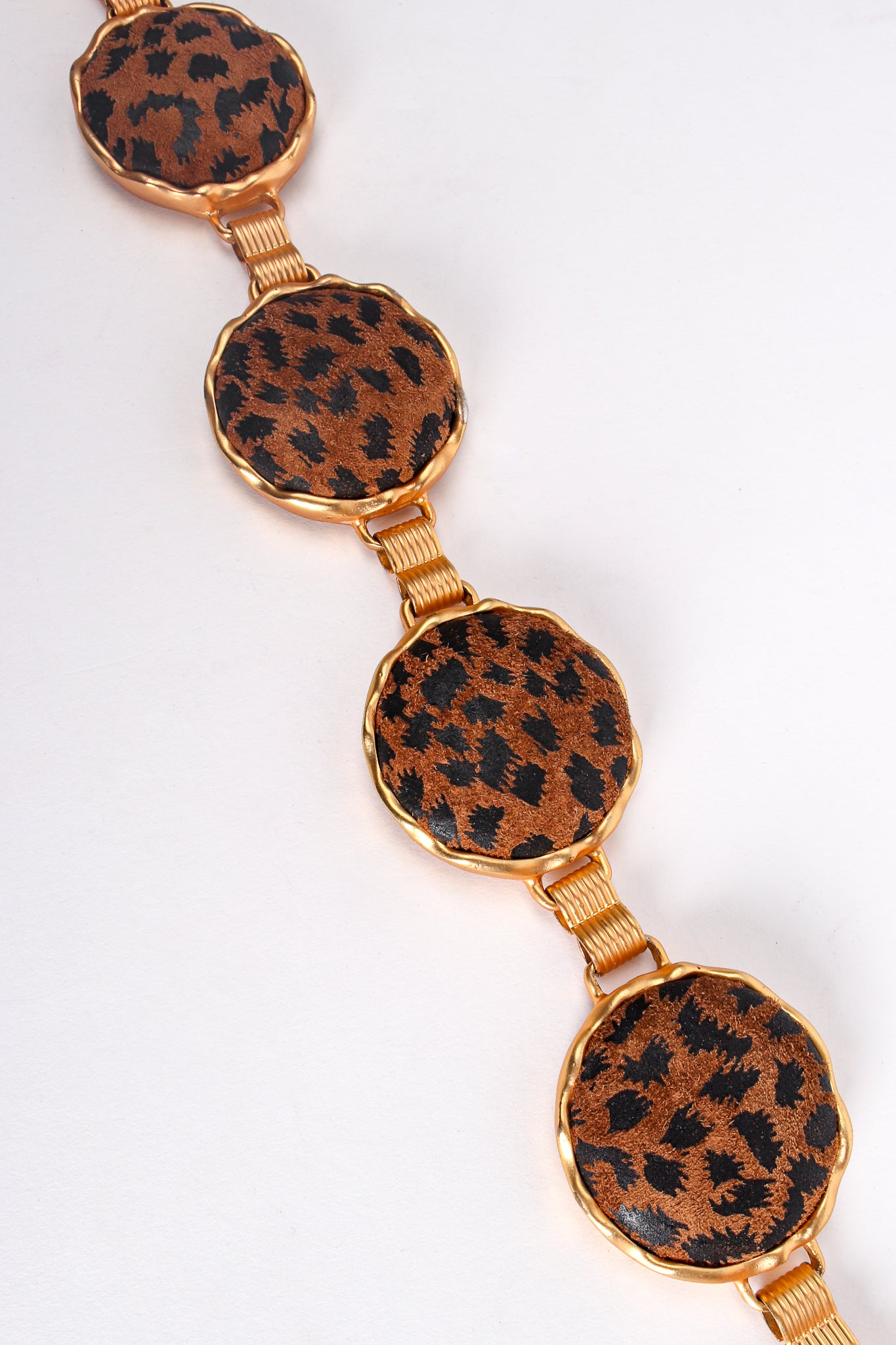 Vintage Cheetah Suede Medallion Chain Belt at Recess Los Angeles