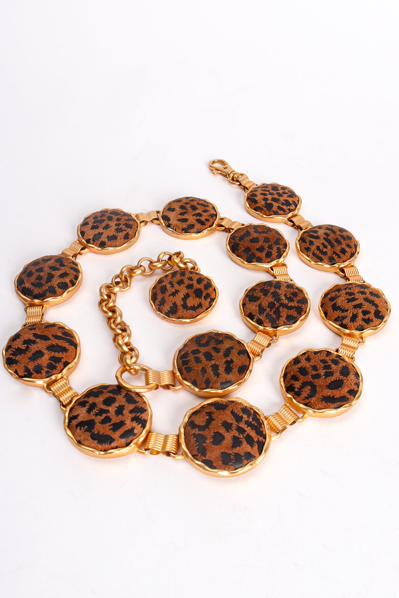 Vintage Cheetah Suede Medallion Chain Belt at Recess Los Angeles