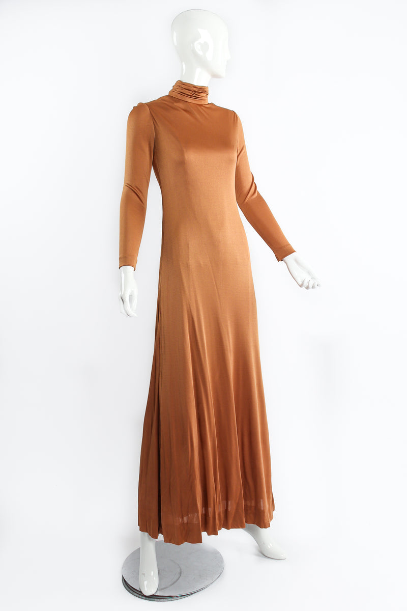 Vintage Christian Dior High Neck Silk Jersey Gown on mannequin angle at Recess Los Angeles