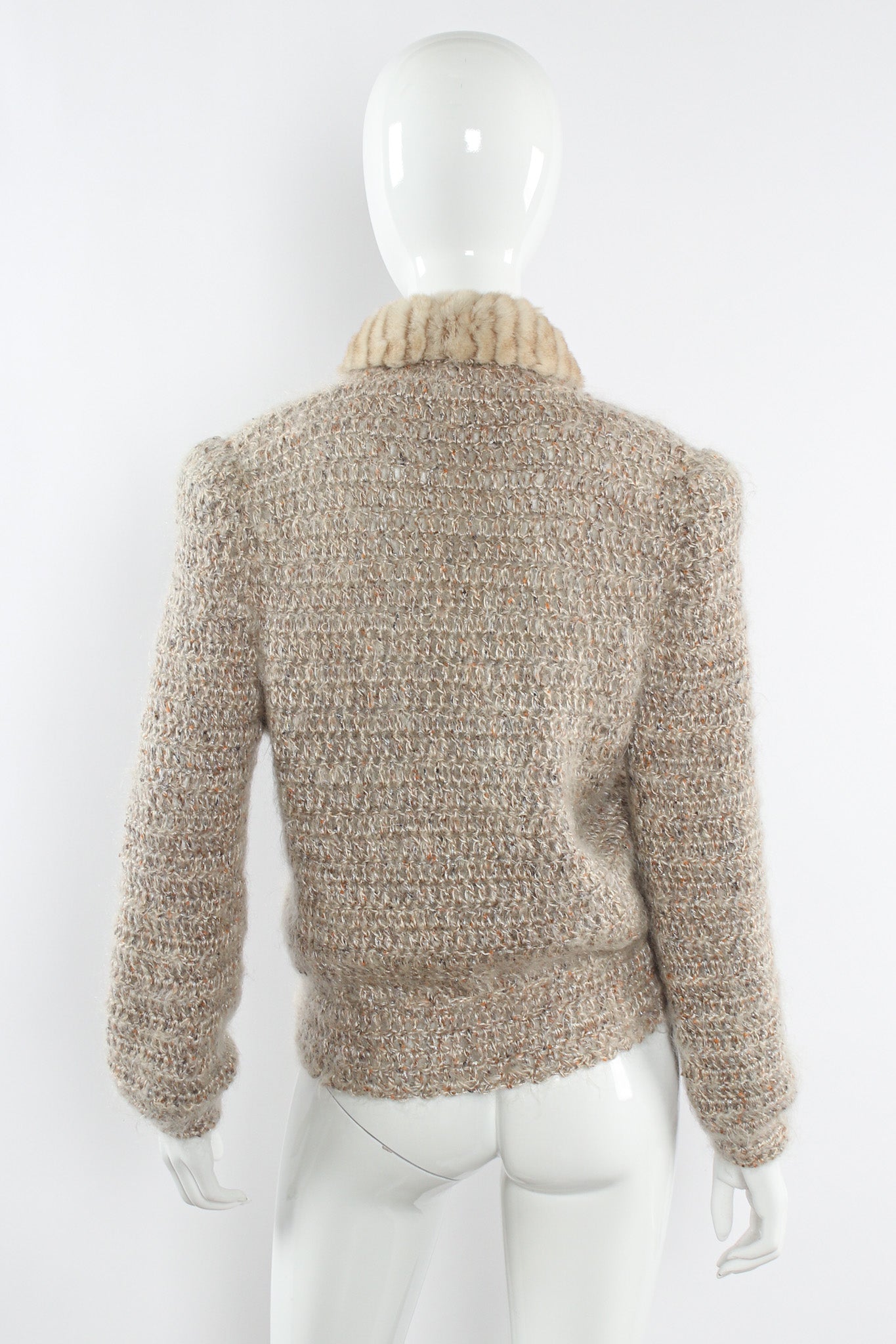 Vintage Metallic Mohair Chinchilla Cardigan mannequin back @ Recess Los Angeles