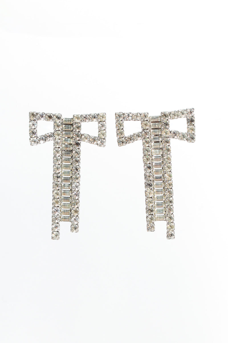 VIntage Bow Ladder Rhinestone Earrings front hang @ Recess LA