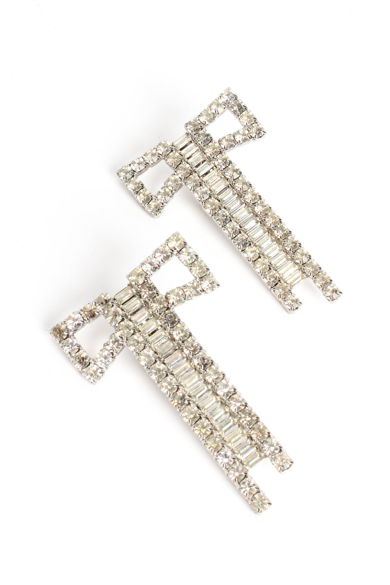 VIntage Bow Ladder Rhinestone Earrings diagonal flat @ Recess LA