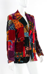 Vintage Abstract Floral Patchwork Velvet Blazer mannequin side angle @ Recess LA