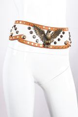 Vintage Studded Eagle Leather Contour Belt on mannequin angle at Recess Los Angeles