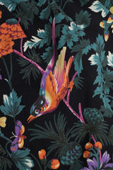 Hanae Mori Silk Sparrow Finch Floral Birds of Paradise Dress