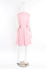 Vintage baby pink leather button front pinafore dress back mannequin full length view @recessla