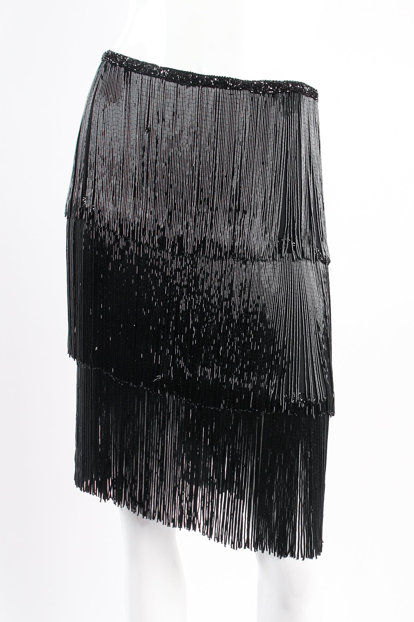 Vintage Naeem Khan Tiered Bead Fringe Skirt on Mannequin crop at Recess Los Angeles