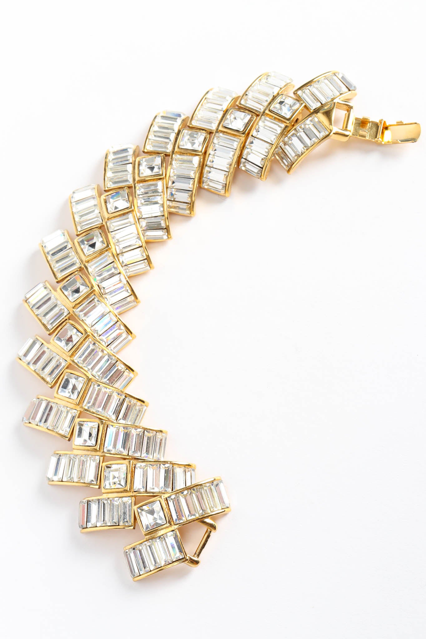 Vintage Napier Deco Rhinestone Ladder Bracelet curved flat @ Recess Los Angeles