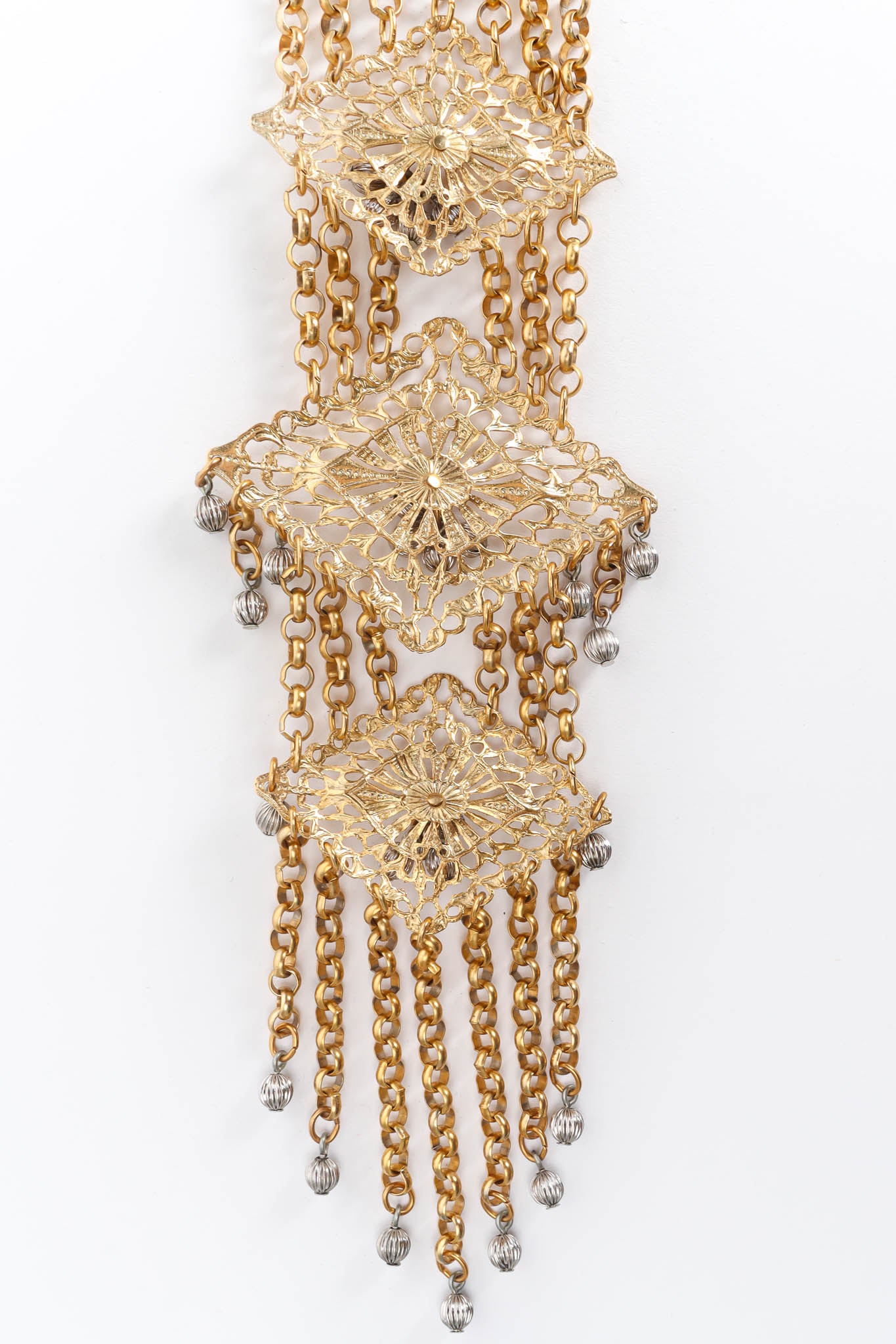 Vintage Napier Filigree Pom Waterfall Necklace back @ Recess Los Angeles