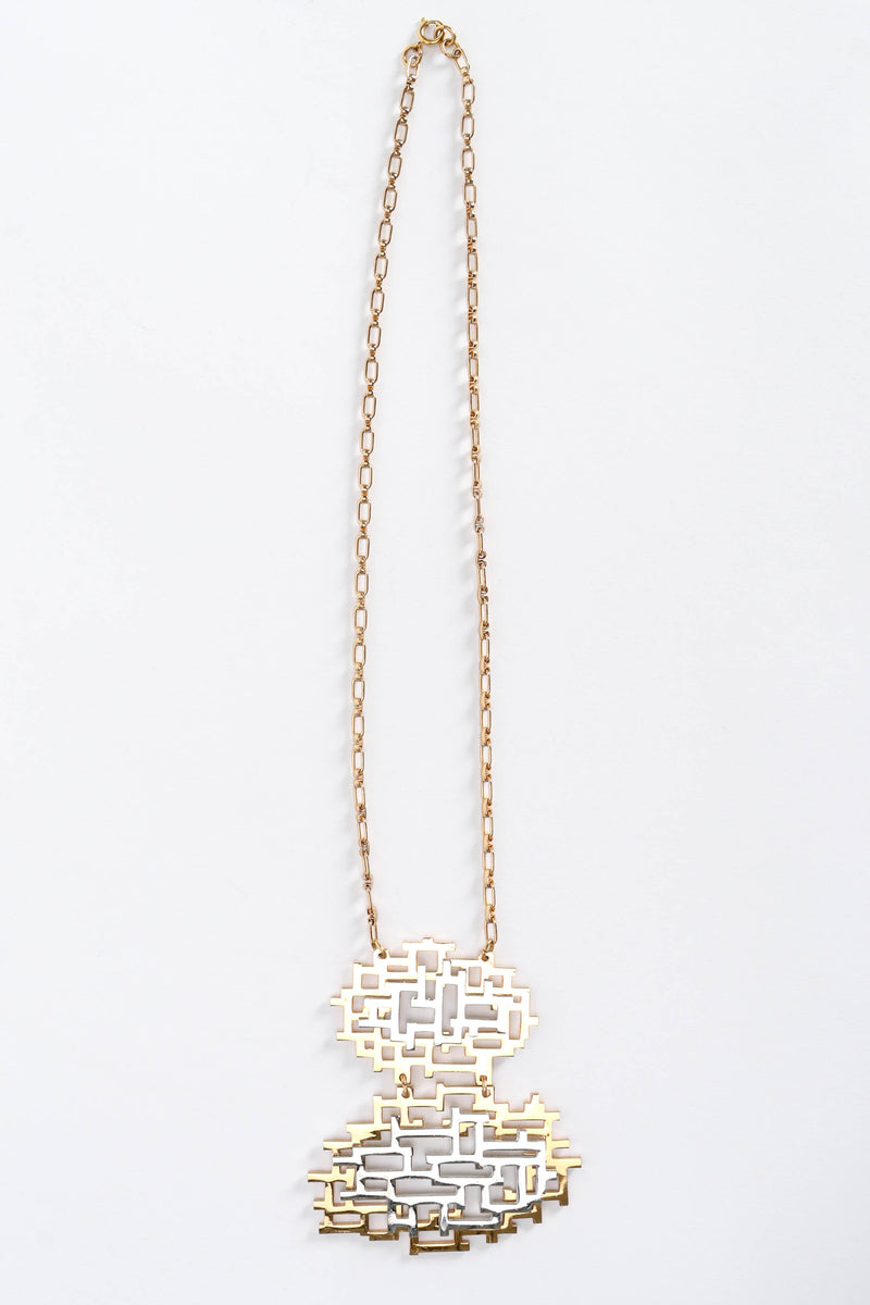 Vintage NAPIER 1970 Geometric Maze Necklace long front flat lay @ Recess LA