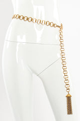 Vintage Napier Ladder Link Chain Tassel Belt on mannequin waist  @ Recess LA