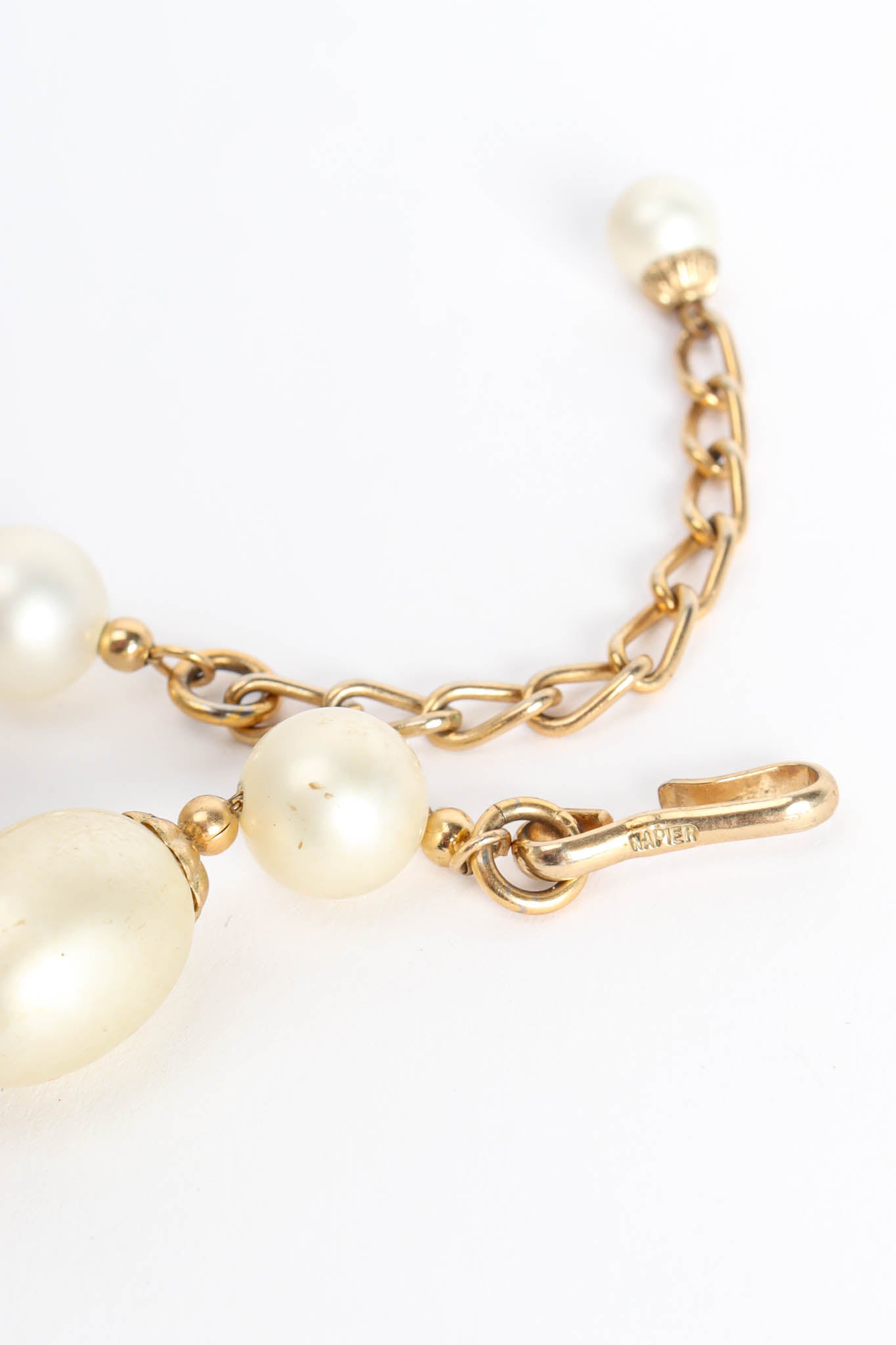 Vintage Napier Fleur Lace Filigree Pearl Necklace signed hook/pearl mark @ Recess Los Angeles