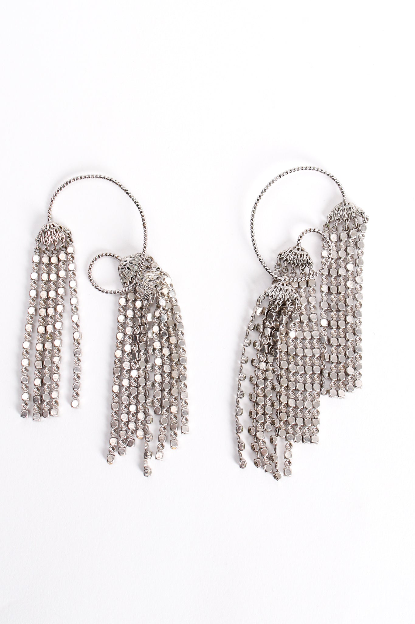 Vintage Napier Rhinestone Fringe Ear Hooks backside at Recess Los Angeles