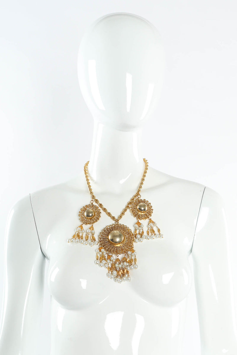 Vintage Napier Triple Wire Pearl Pendant Necklace on mannequin @ Recess Los Angeles