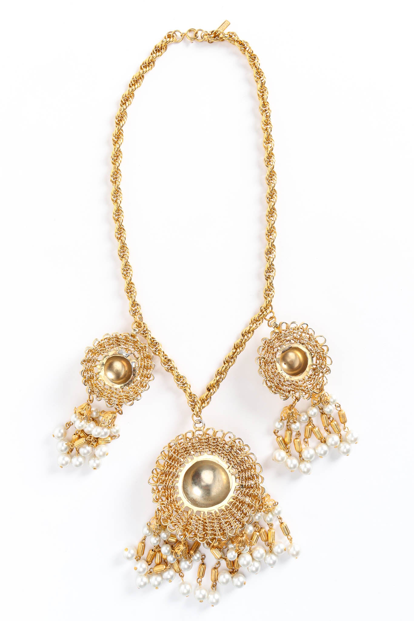 Vintage Napier Triple Wire Pearl Pendant Necklace inverse side @ Recess Los Angeles