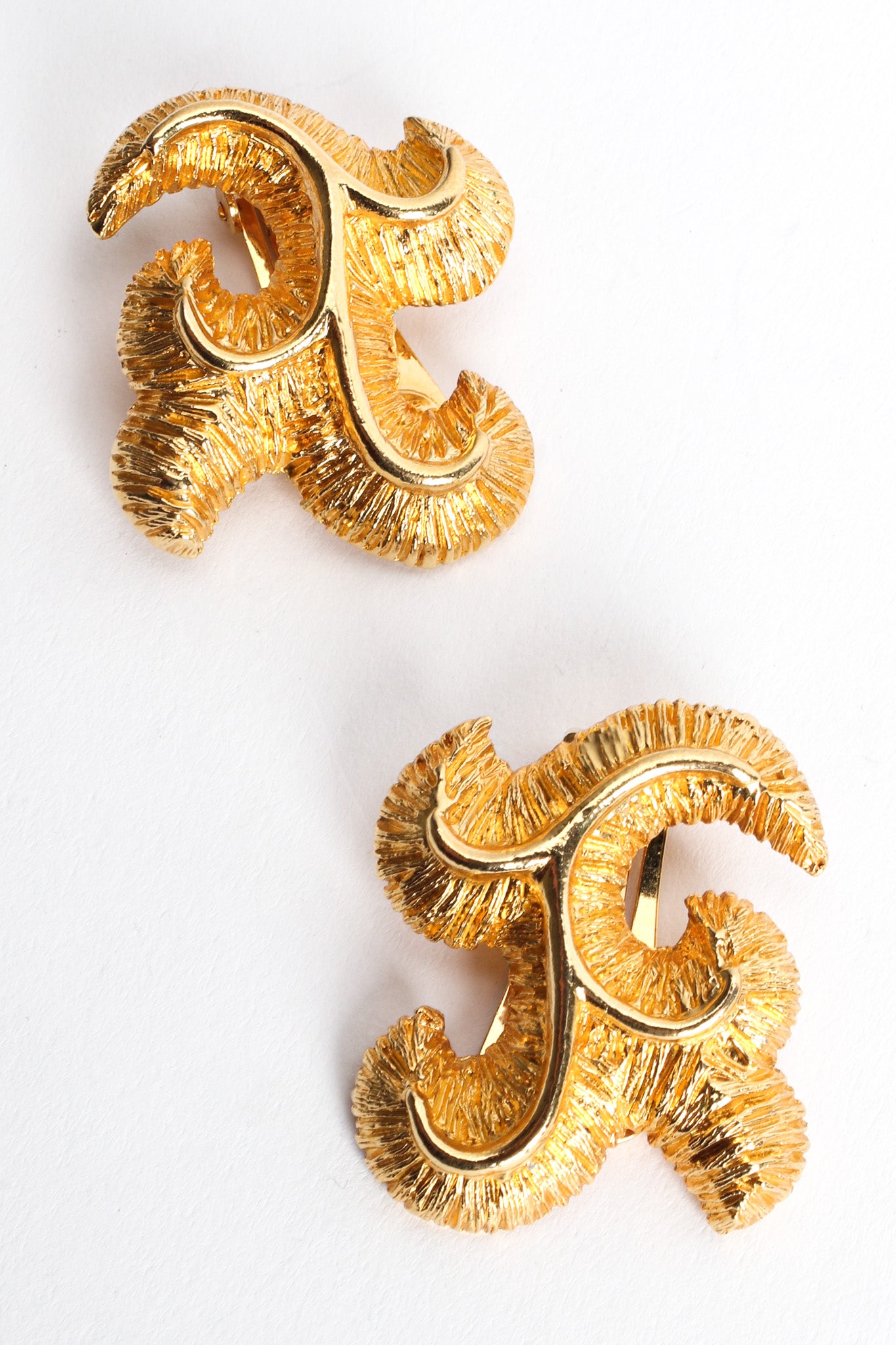 Vintage Natori Fleur Foliage Earrings diagonal front @ Recess Los Angeles