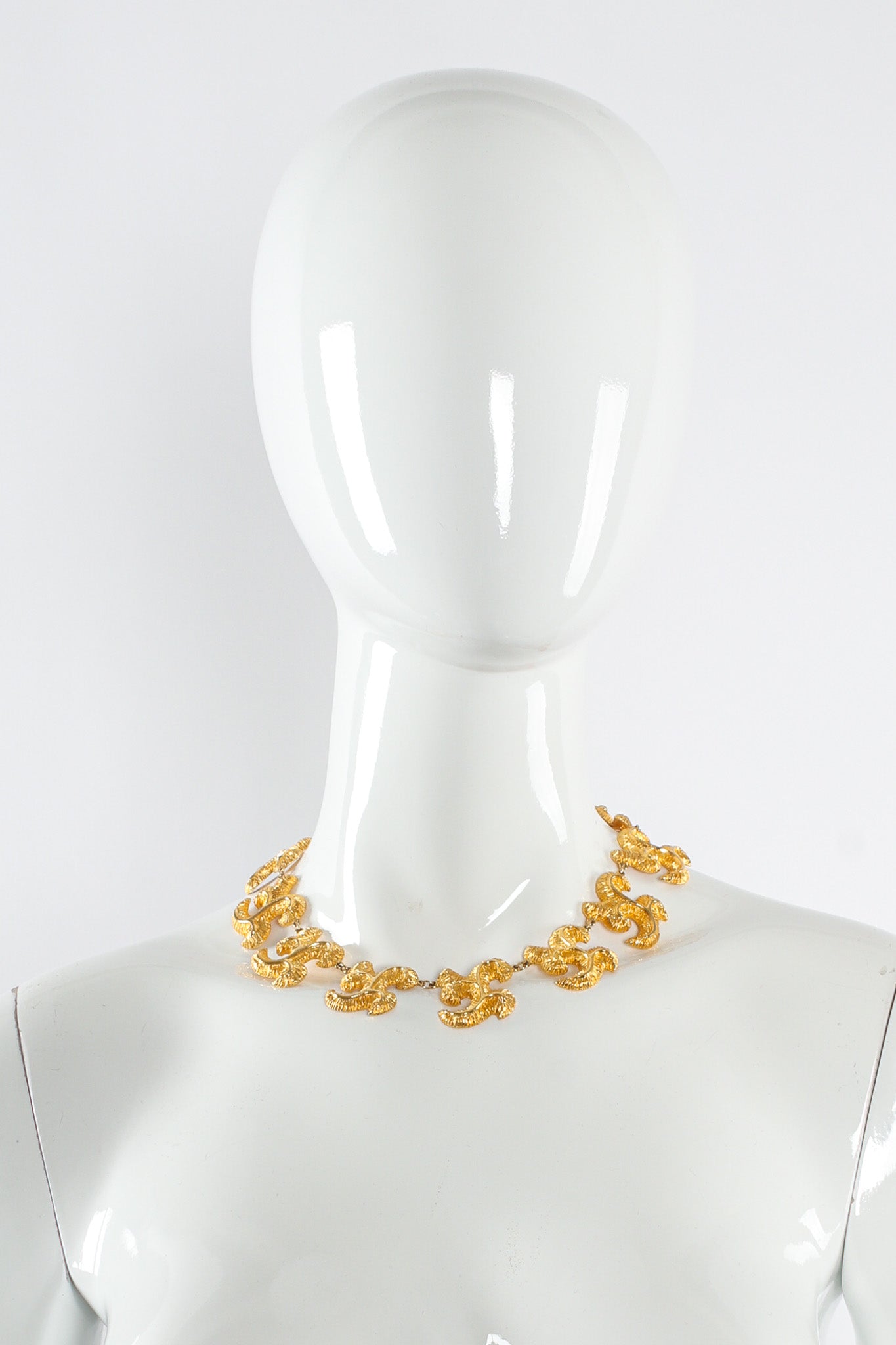 Vintage Natori Fleur Foliage Link Necklace mannequin front @ Recess Los Angeles