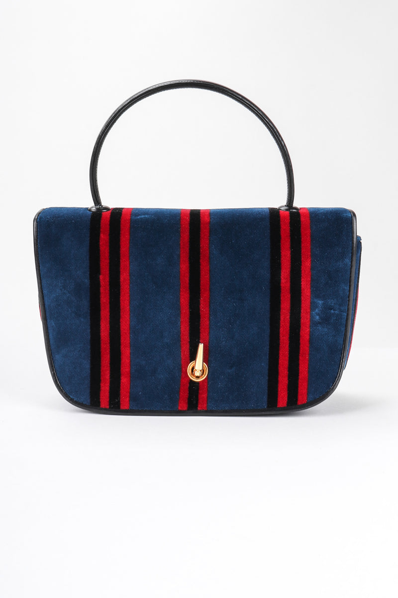 Recess Los Angeles Vintage Bienen-Davis Striped Velvet Mini Flap Roberta Bag