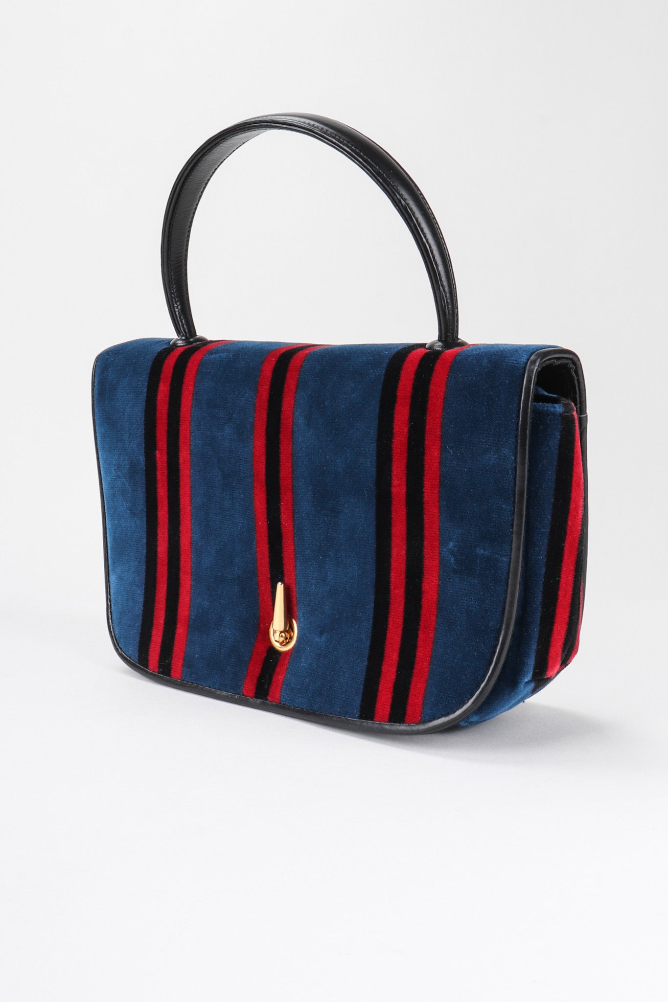 Recess Los Angeles Vintage Bienen-Davis Striped Velvet Mini Flap Roberta Bag