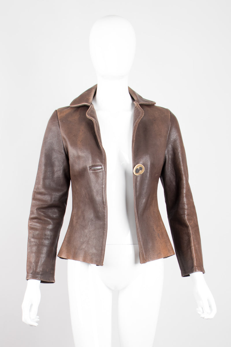 Neely Mack Design SF Shrunken Leather Aviator Blazer