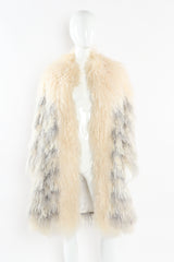 Vintage Neiman Marcus Ombré Stripe Mongolian Fur Coat mannequin front @ Recess LA