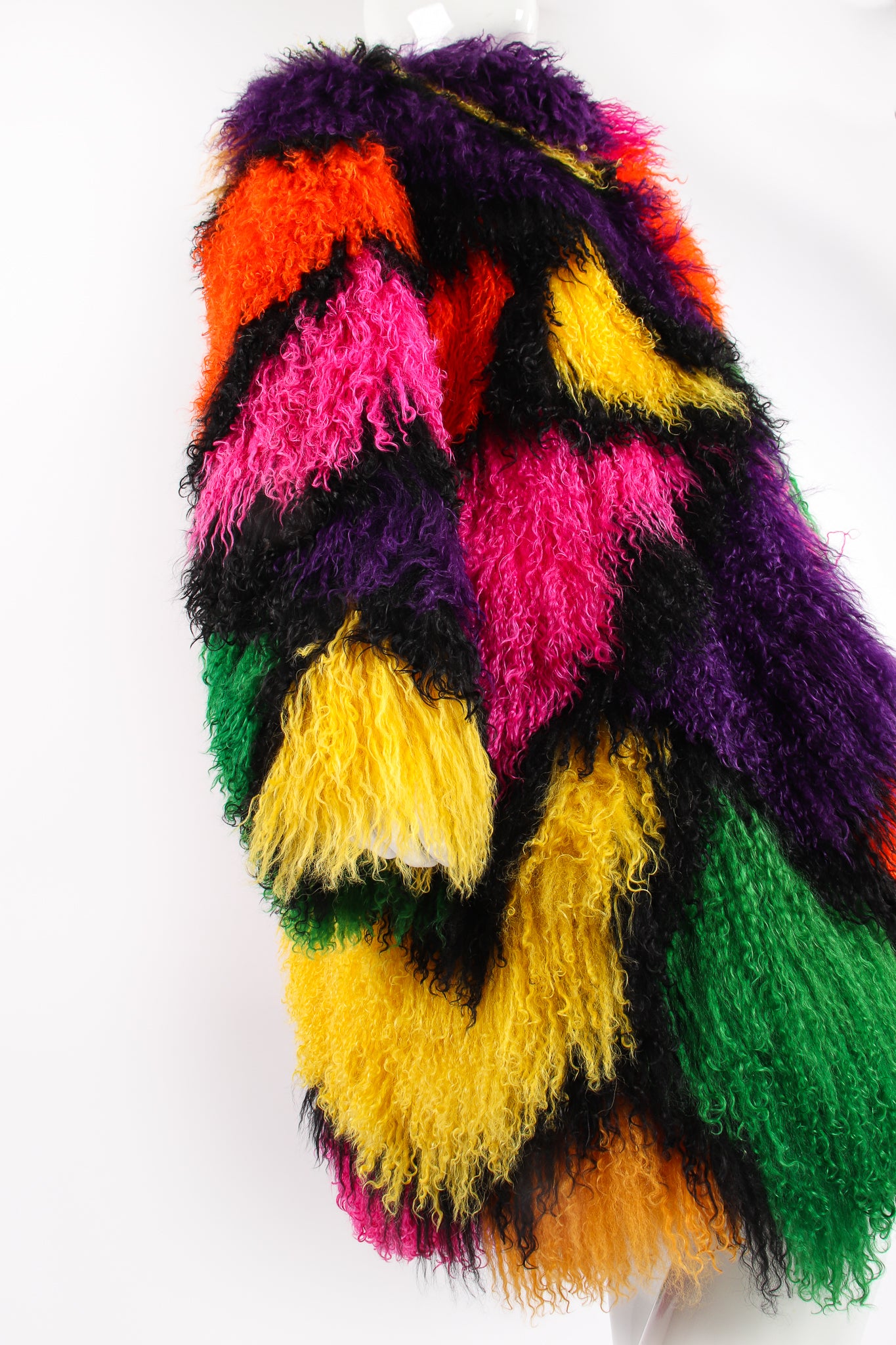 Vintage Neiman Marcus Rainbow Mosaic Mongolian Fur Coat at Recess Los Angeles