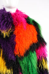 Vintage Neiman Marcus Rainbow Mosaic Mongolian Fur Coat detail at Recess Los Angeles