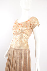 Vintage Neiman Marcus Gold Lamé Top & Pleated Palazzo Pant Set on Mannequin crop @ Recess LA