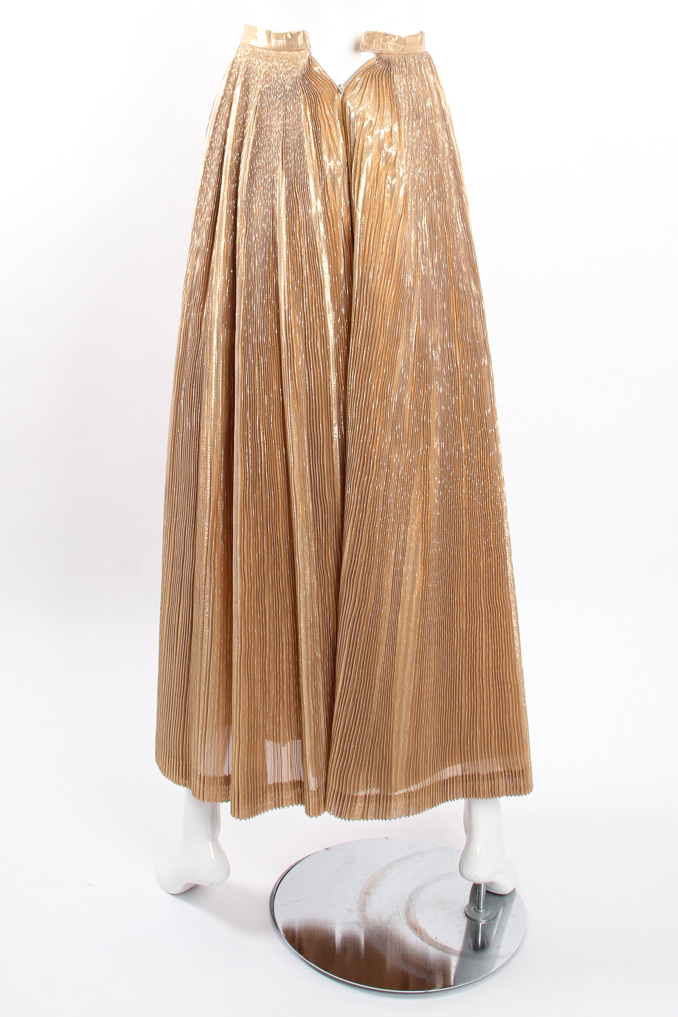 Vintage Neiman Marcus Gold Lamé Top & Pleated Palazzo Pant Set pant back @ Recess LA