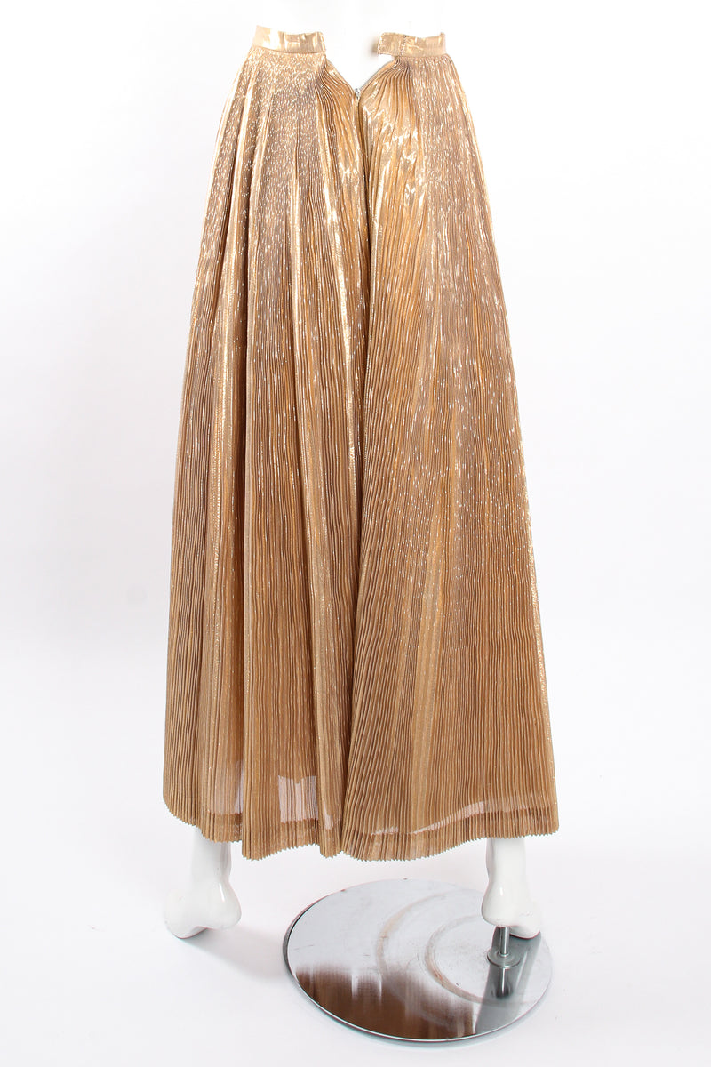 Vintage Neiman Marcus Gold Lamé Top & Pleated Palazzo Pant Set pant back @ Recess LA