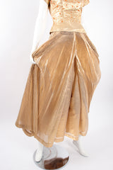 Vintage Neiman Marcus Gold Lamé Top & Pleated Palazzo Pant Set on Mannequin curtsy @ Recess LA