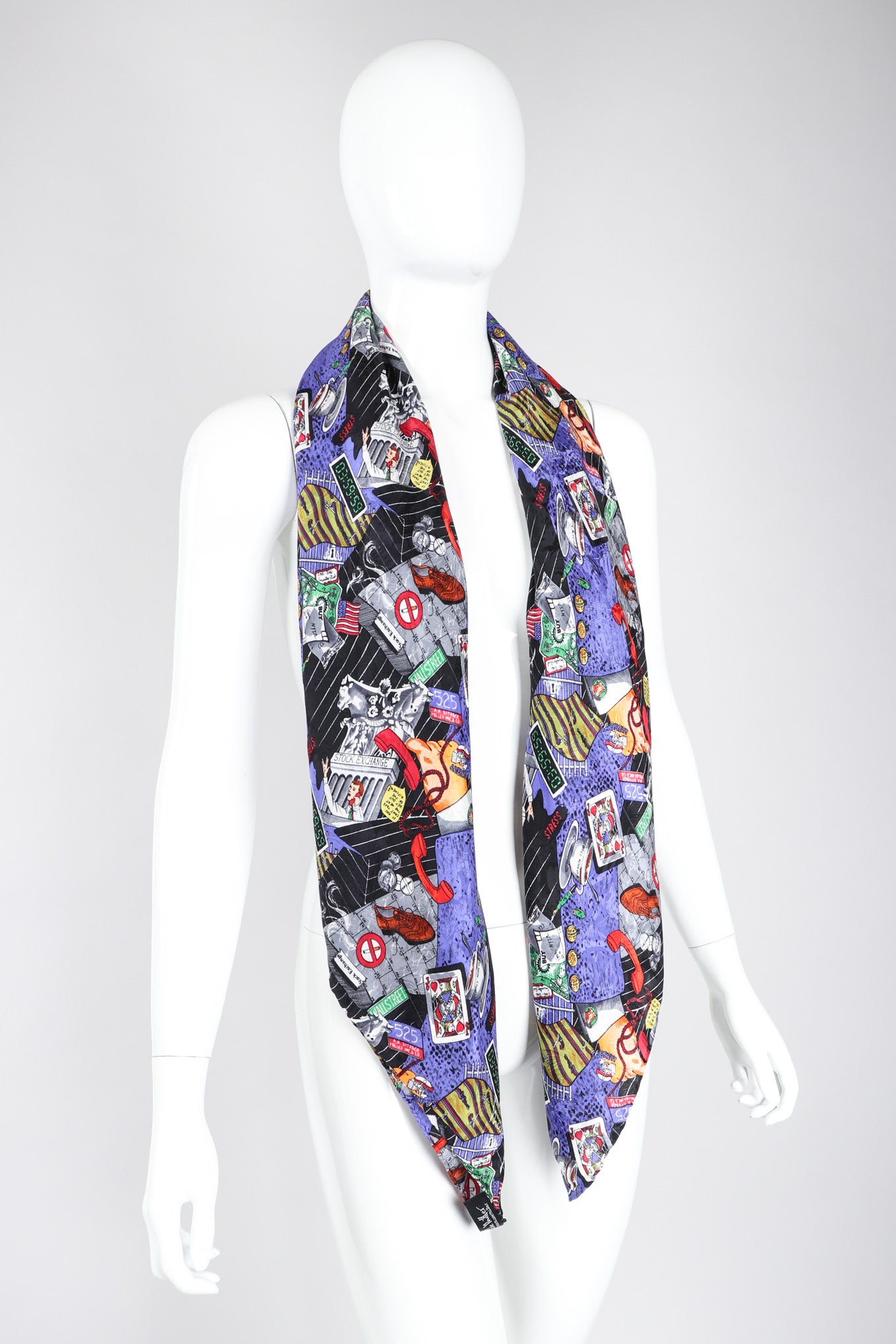 Recess Los Angeles Vintage Nicole Miller Wolf of Wall Street NYSE Stock Exchange Scarf