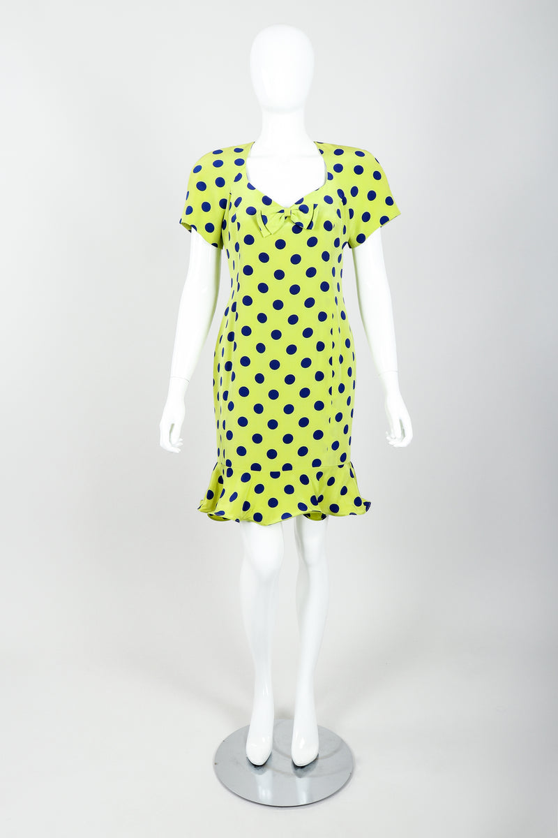 Vintage Nipon Petites Polka Dot Flounce Dress on Mannequin front at Recess Los Angeles