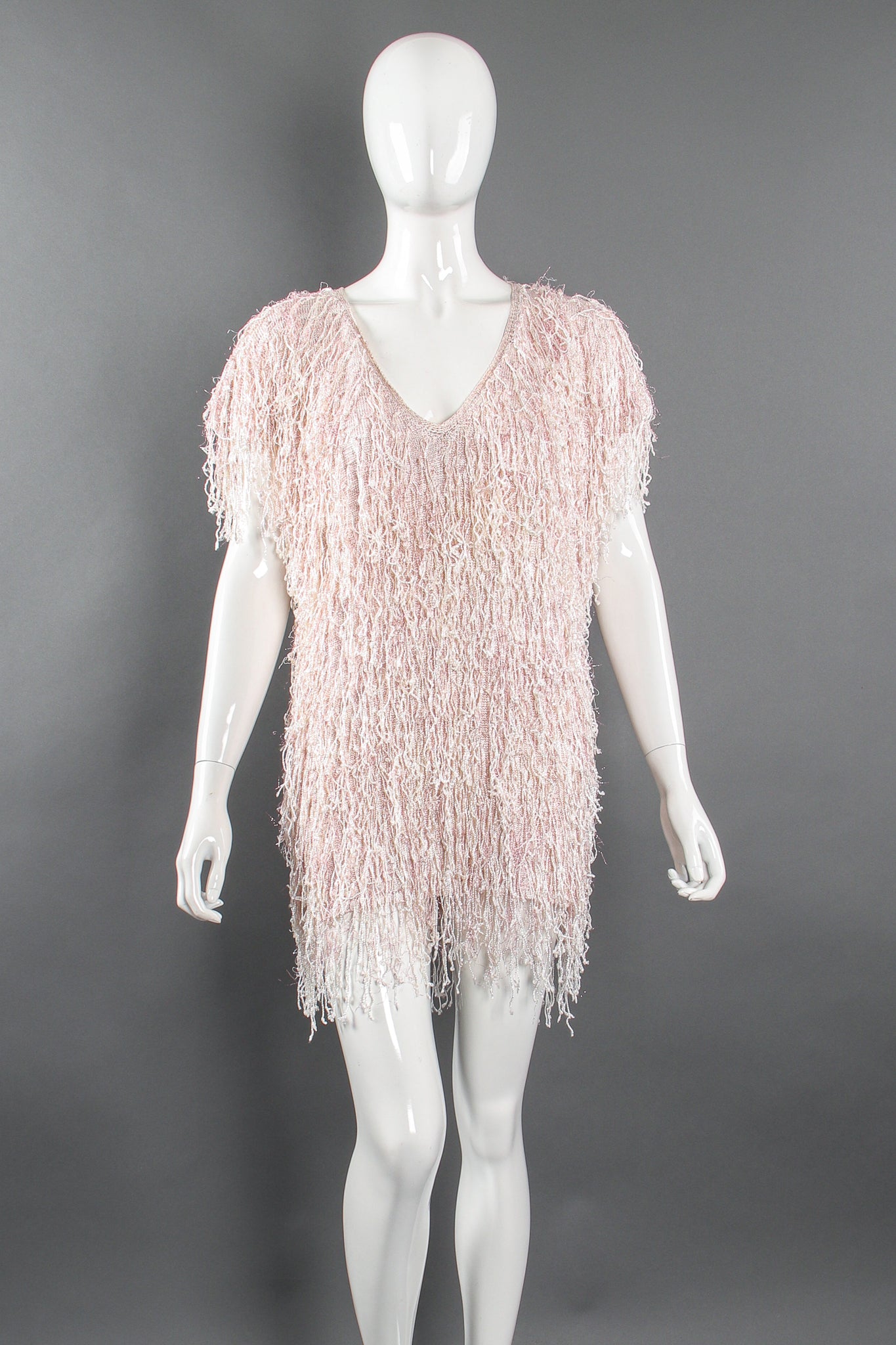 Vintage Fringe Knit Tinsel Tunic on Mannequin front at Recess Los Angeles