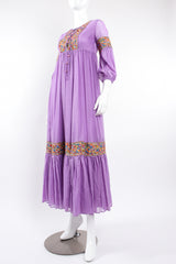 Vintage Beverly Paige Sheer Paisley Embroidered Peasant Dress on Mannequin front angle at Recess LA