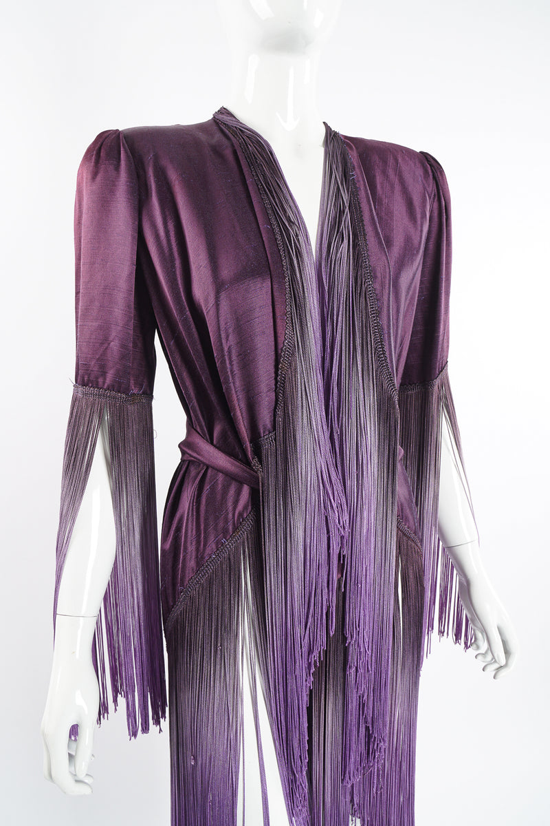 Vintage Ombré Fringe Shawl Jacket on Mannequin crop belted at Recess Los Angeles