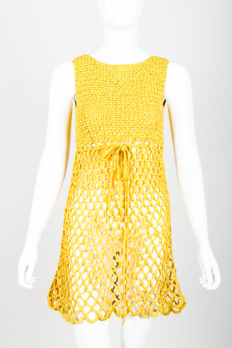 Vintage Crochet Net Dress Swim Coverup on Mannequin front crop at Recess Los Angeles